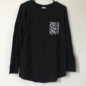 PINK Black leopard print pocket long sleeve Sz S